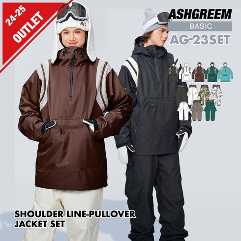 【10月上旬発送予定】 ASHGREEM アッシュグリーム スノーボードウェア 肩ラインプルオーバー 上下セット AG-23SET